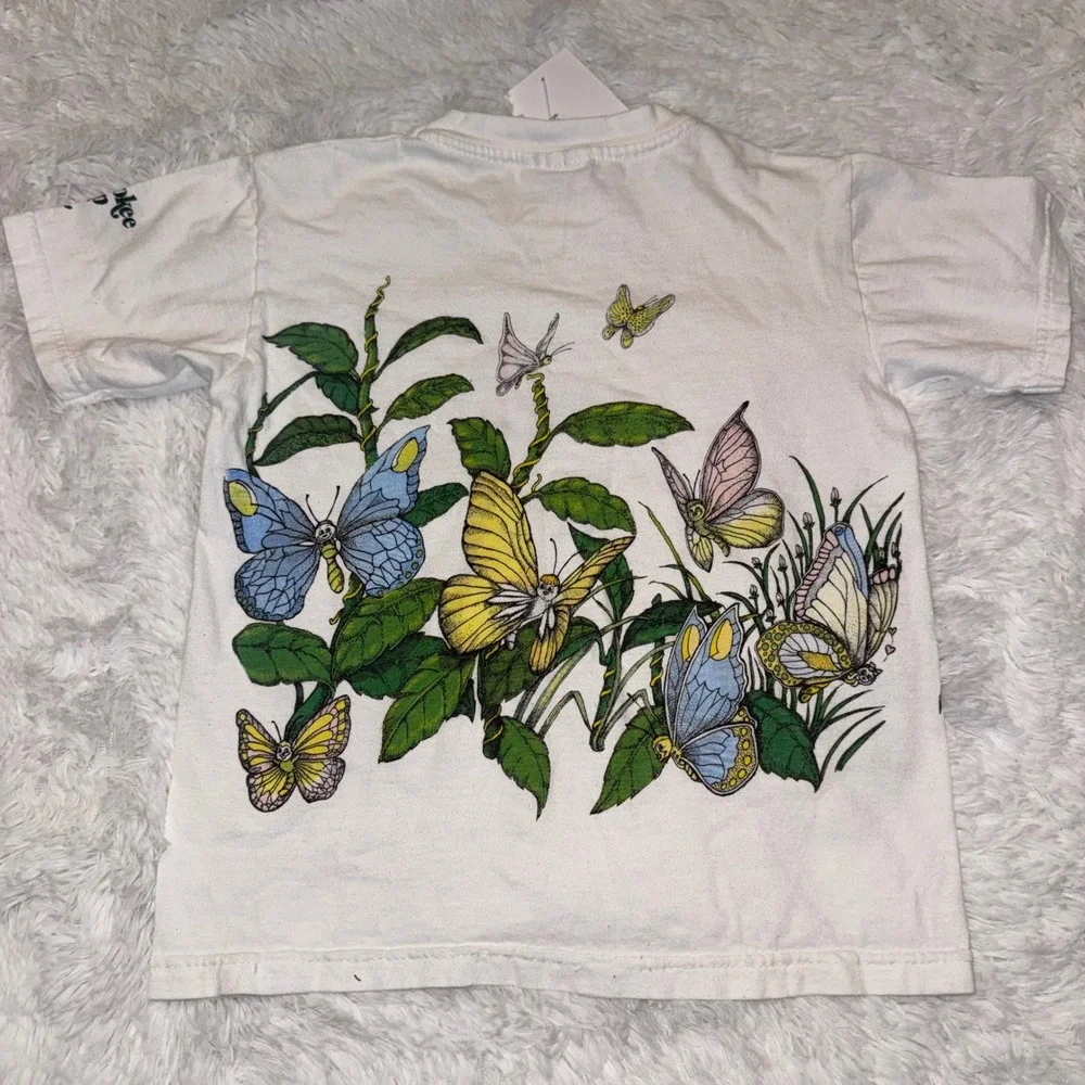 Hanes T-Shirt Kids S White Excellent 1991 William J Hill Nature Graphic Vintage